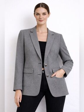 Classic Gray Houndstooth Blazer